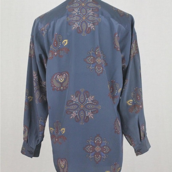 Vintage Linda Allard for Ellen Tracy Blue Paisley Silk Blouse - Picture 6 of 8